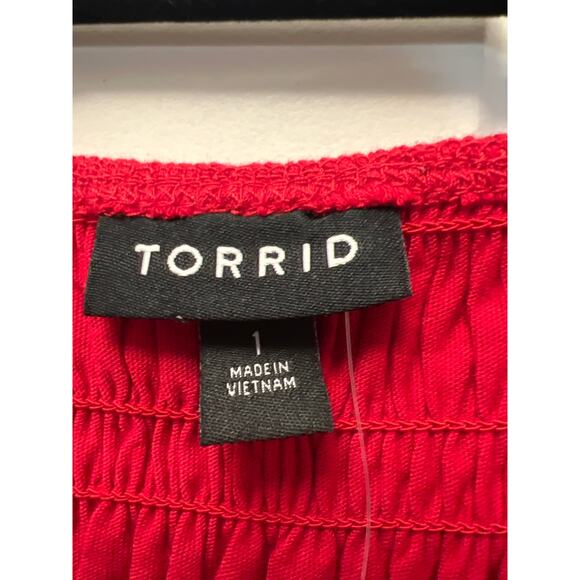 NWT Torrid Women’s Babydoll Stretch Lace Smocked Bodice Top Size 1X 14-16 Red - Picture 4 of 7